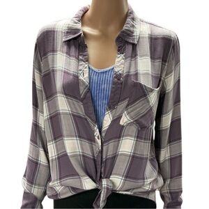 Cosmic Blue Love - NWT - Boutique Brand Plaid Button-Up Women’s Top